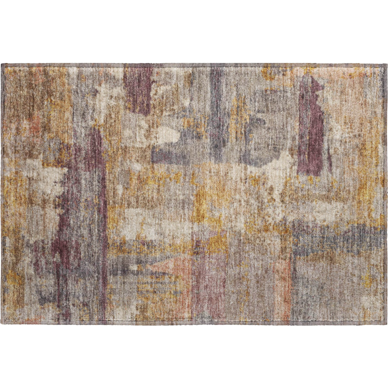 Premium Machine Washable Mayfield AMF2147 abstract Rug, Rust, Rectangle 1'8" x 2'6"