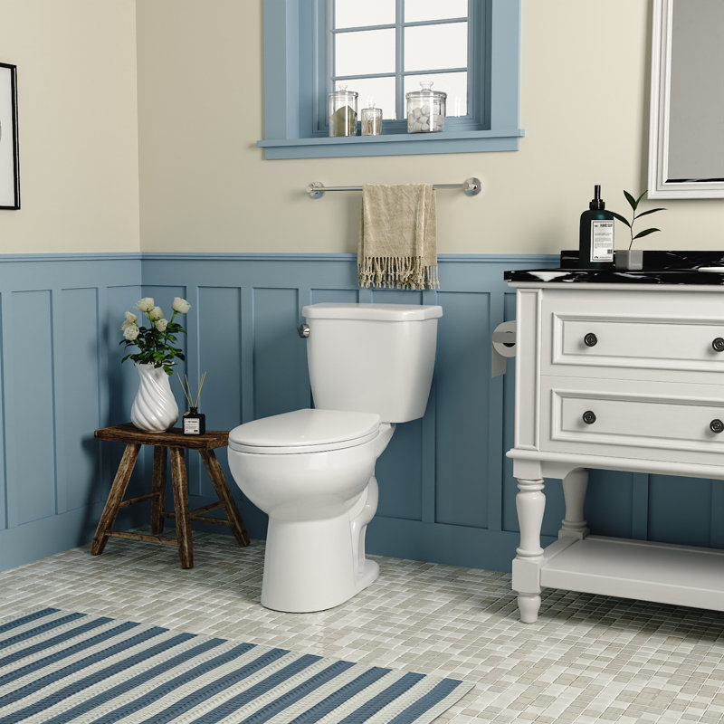 Two-Piece Elongated Toilet, 1.28 GPF High Efficiency Single Flush, Traditional Style (Seat Included)