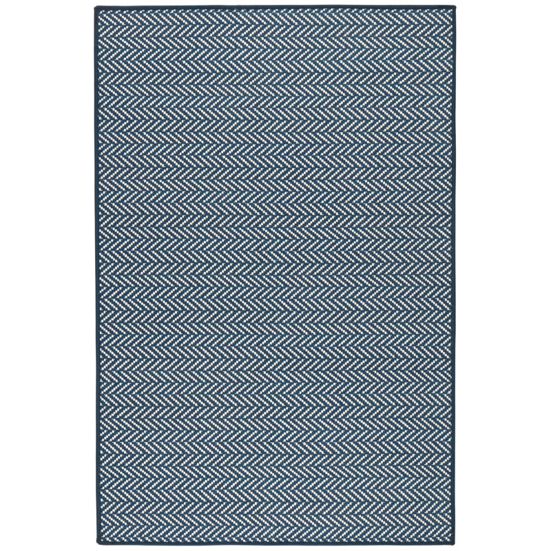 Herringbone Navy Machine Washable Rug, Rectangle 7'6" x 9'6"