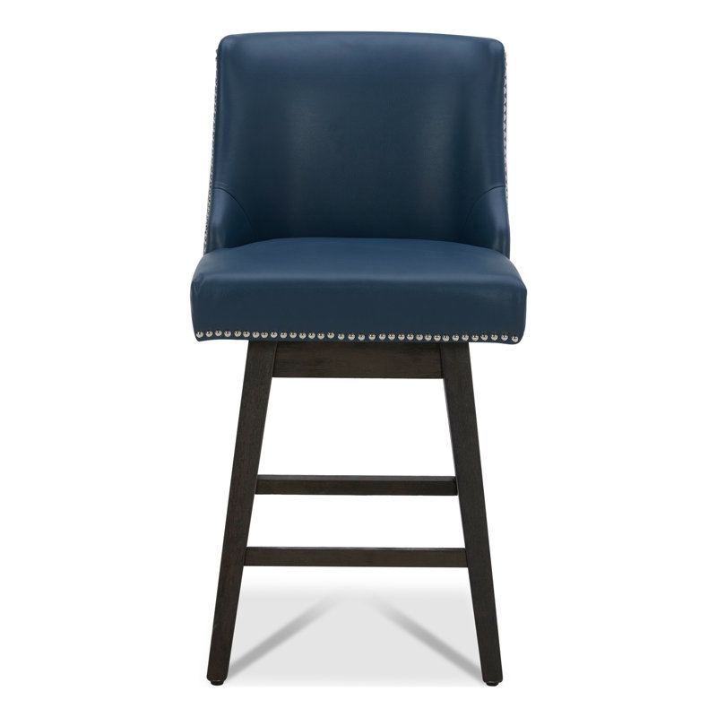 Arvelle Swivel Counter & Bar Stool, Midnight Blue Performance Basketweave, Counter Stool (26" Seat Height)