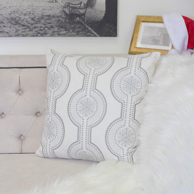 Coussin en velours blanc brodé avec insert 20X20