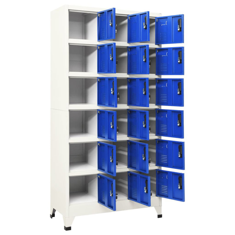 Metal 90cm Employee Locker with Key, Grey/Blue