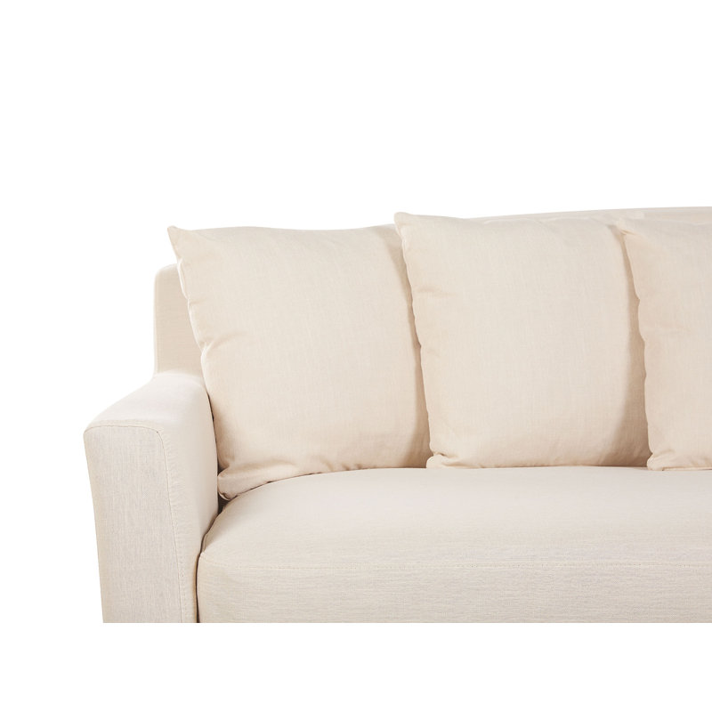 Abdulbaki Polyester Box Cushion Sofa Slipcover, Beige