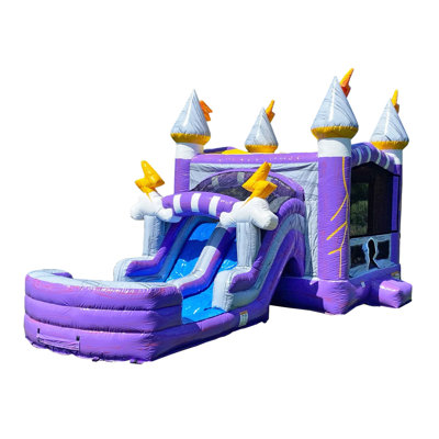 JumpOrange Thunder Commercial Grade Inflatable Water Slide & Bounce House (with Pool and Blower)