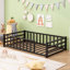 Lit pour tout-petits avec rails et porte, lit Montessori pour enfants de 2 à 5 ans, plateforme en métal à profil bas pour un sommeil indépendant en toute sécurité - Barrières de sécurité robustes, aucun sommier tapissier requis