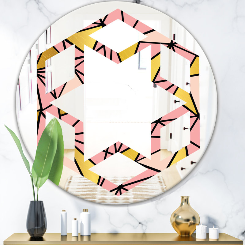 Miroir mural hexagonale triangulaire design ii moderne, 31,5 po x 31,5 po