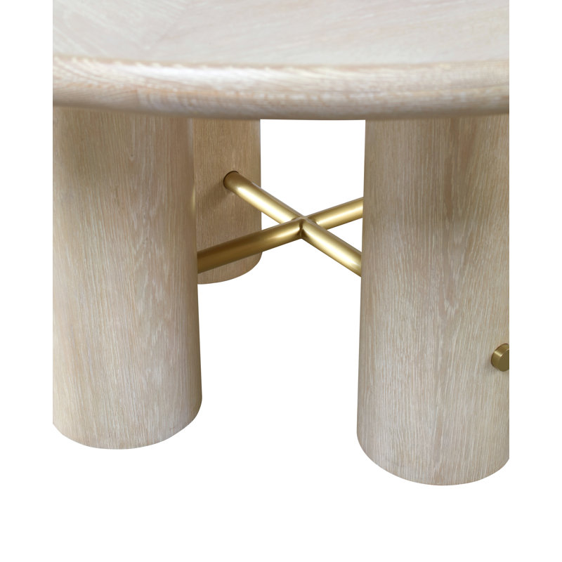 Cadence Round Solid Oak Dining Table, Sand Cerused
