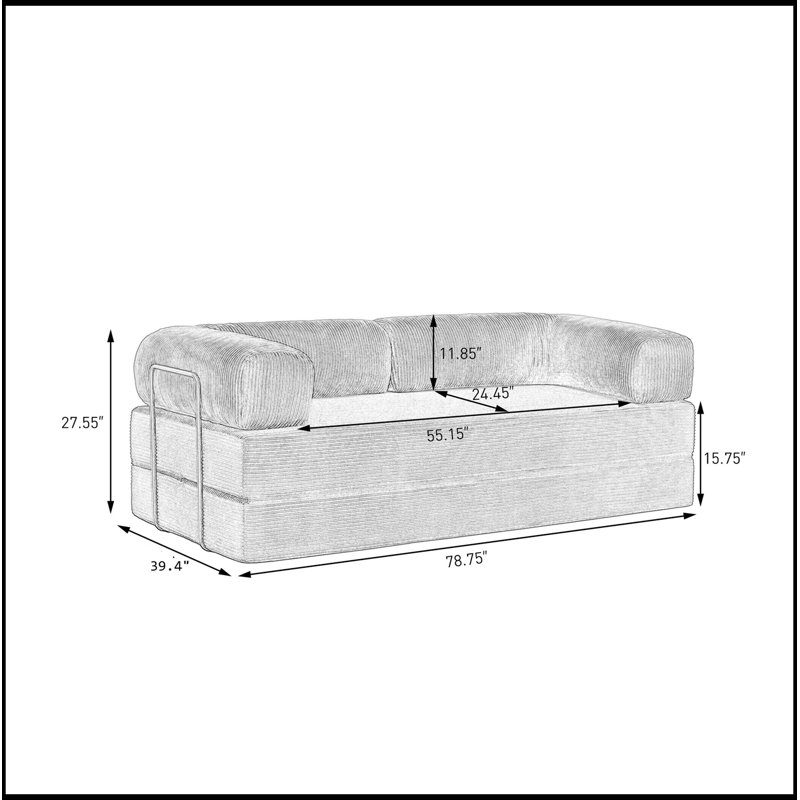 Causeuse en velours côtelé avec coussin moelleux, Brun rustique
