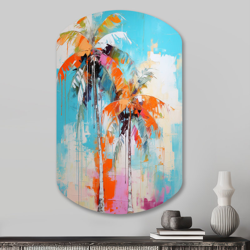 Denio - Asymmetric Palms, reproduction d'art murale en métal, H 31 po x l 19 po