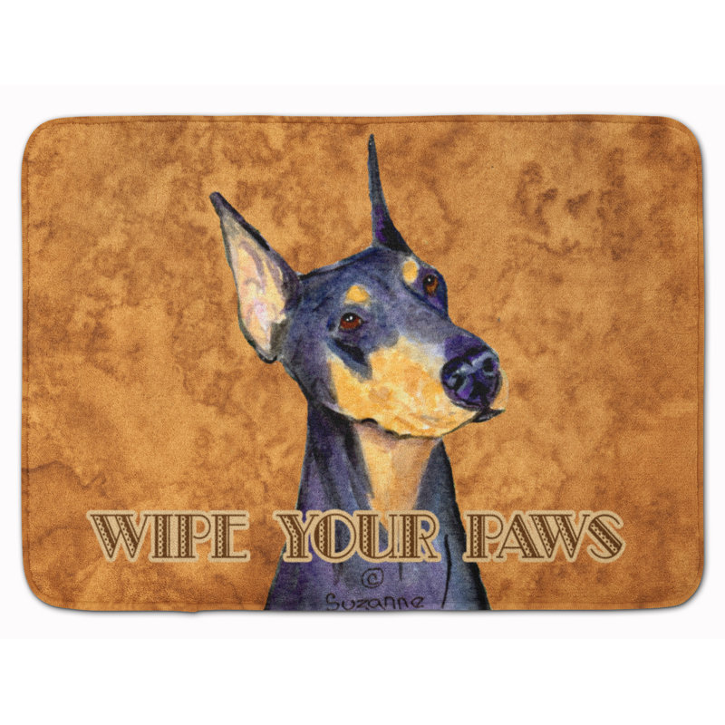 Tapis pour salle de bain en mousse à mémoire de forme pattes doberman wipe