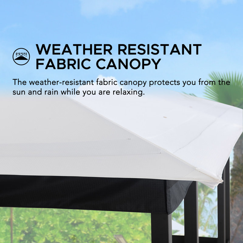 Jaipur 11 x 13 ft. Gazebo with 2-Tier White Canopy Roof, Outdoor Steel Frame Soft Top Gazebo for Garden, Backyard, and Lawn Activities 