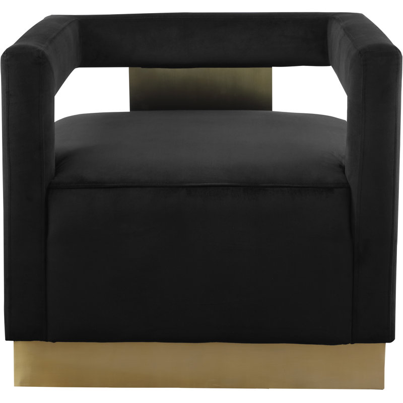Fauteuil demi-tonneau en velours Jocoby, Velours noir