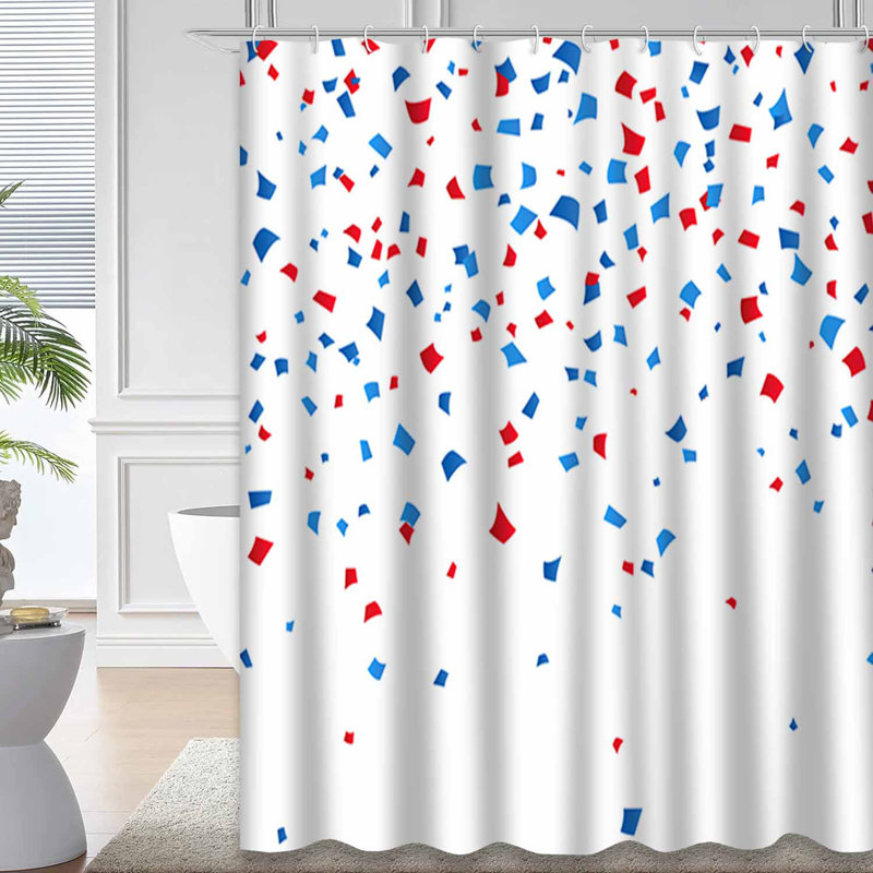 Rideau de douche blanc avec 4 crochets le 4 juillet, L 72 po x l 72 po