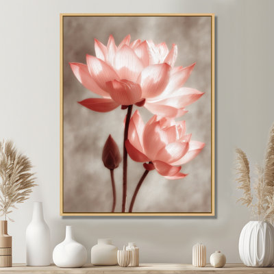 Radiant Lotus Blooms - art sur toile, art floral rose