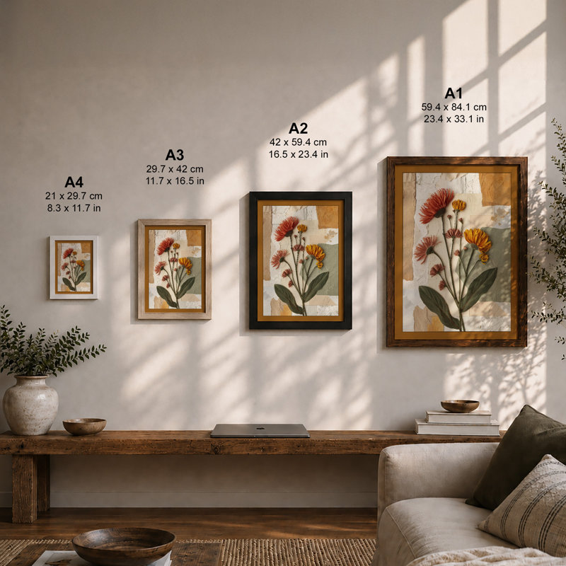 Carnation Study Botanical - Framed Print, A4 - 29.7 x 21.0 cm, Oak