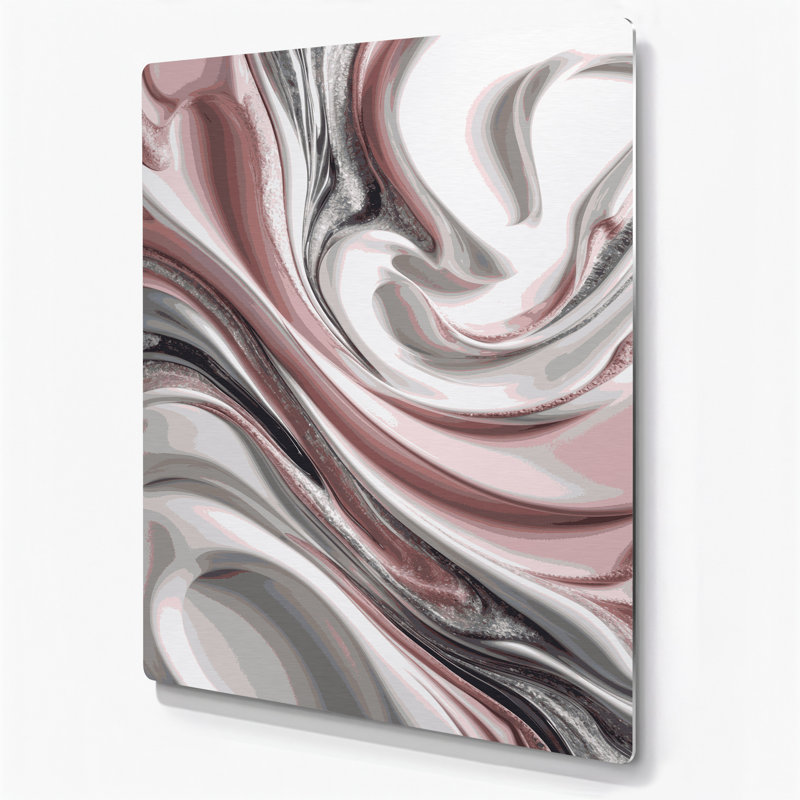 Art abstrait abstrait en métal gris 68, H 11 po x l 14 po