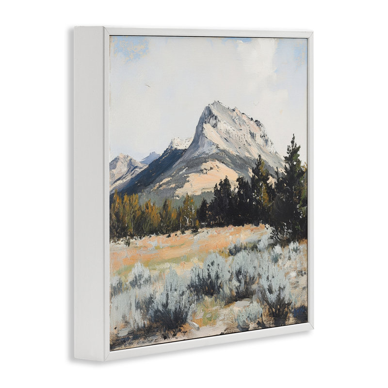 Desert Mountains and Forest Landscape Framed Giclee, design by Petal Prints Design, 17" H x 17" W