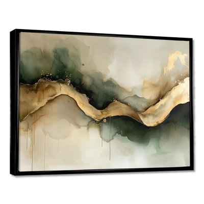 Abstract Liquid Ink Divide Fight Of Emerald II - Abstract Liquid ink Large Wall Art