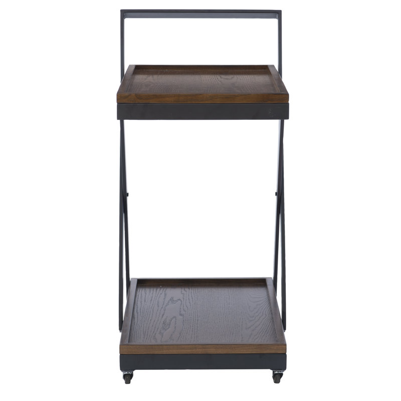 Rustic Multi-Tray Bar Cart, Brown
