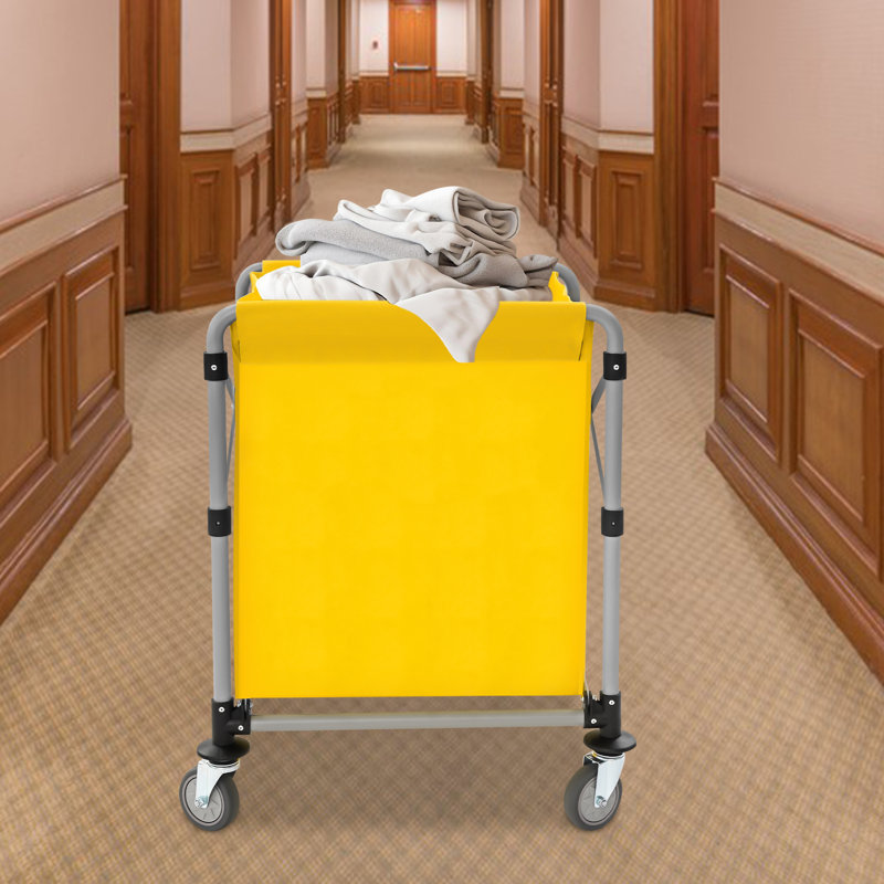 23.62X19.69X31.89” Laundry Cart With Wheels, Yellow, 31.89" H x 23.62" W x 19.69" D