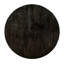 Table basse ronde de style transitionnel au fini noir antique avec tablette de rangement supplémentaire et pieds en forme de I