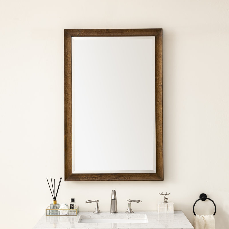 Glenbrooke Solid Wood Beveled Wall Mirror, 38" x 26", Smokey Celadon