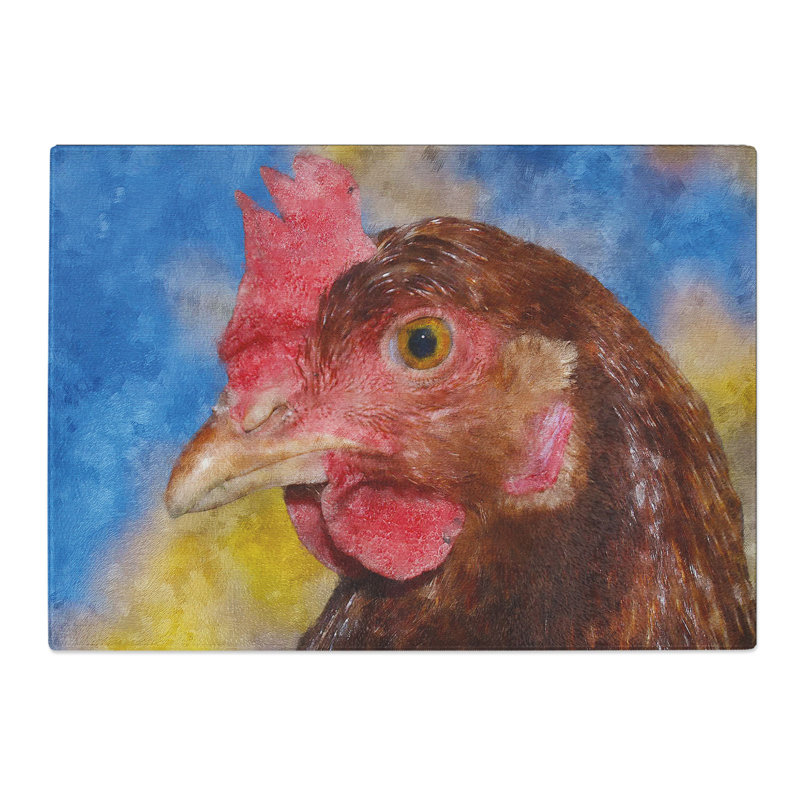Hen Painting Chopping Board, 0.4cm H x 28.5cm W x 39cm L