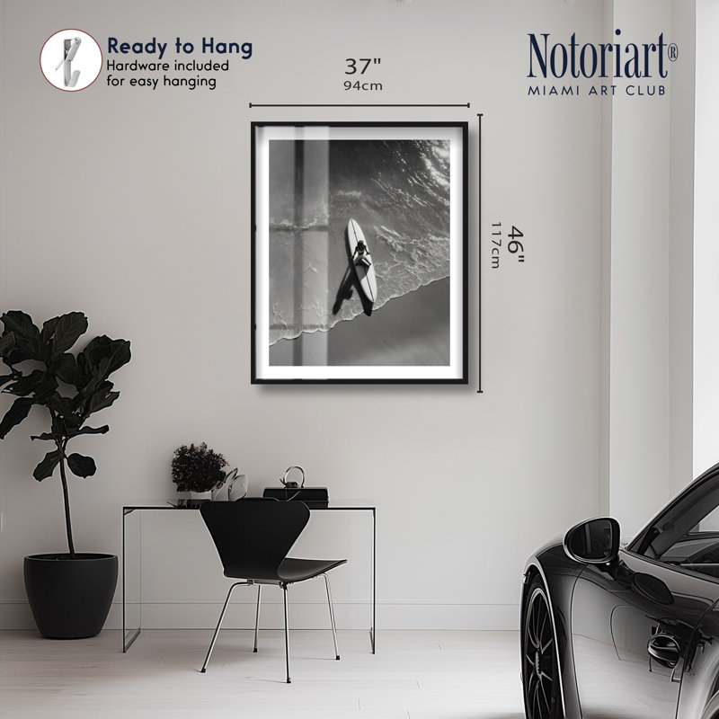 «Waiting for Waves II», impression murale Shadowbox par Notoriart, cadre noir, 36 x 45, H 46 po x l 37 po, Cadre noir