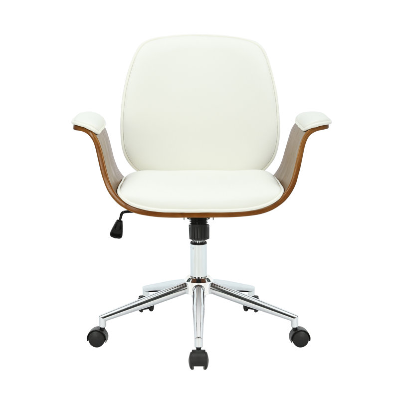 Trym Faux Leather Mid-Century Office Chair, White
