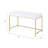 Two Drawers Wooden Desk with Tubular Metal Base, White and Gold-228043845