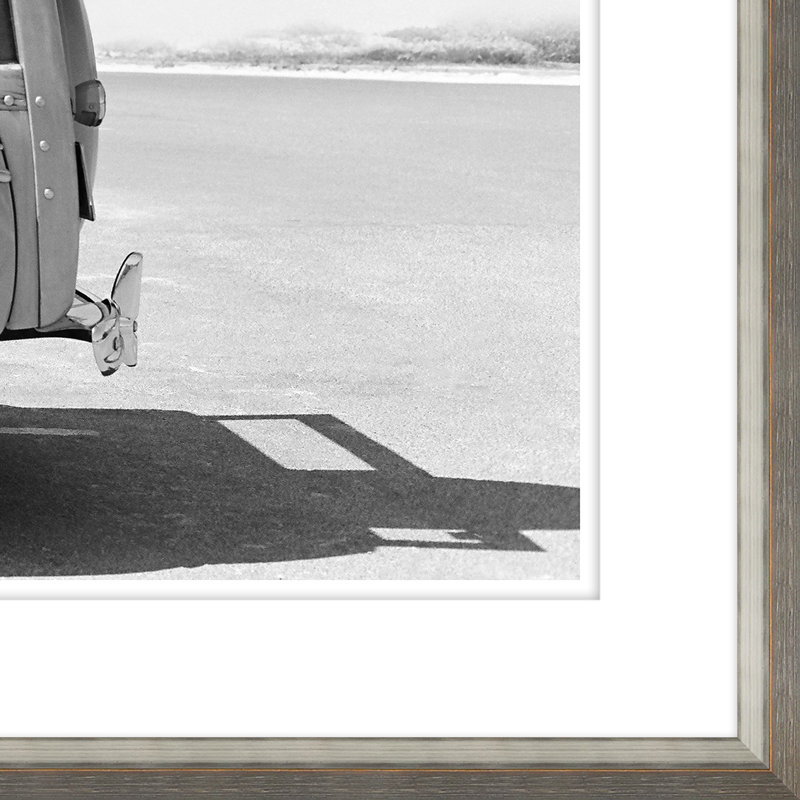 Old Woodie Station Wagon with Surfboard Framed