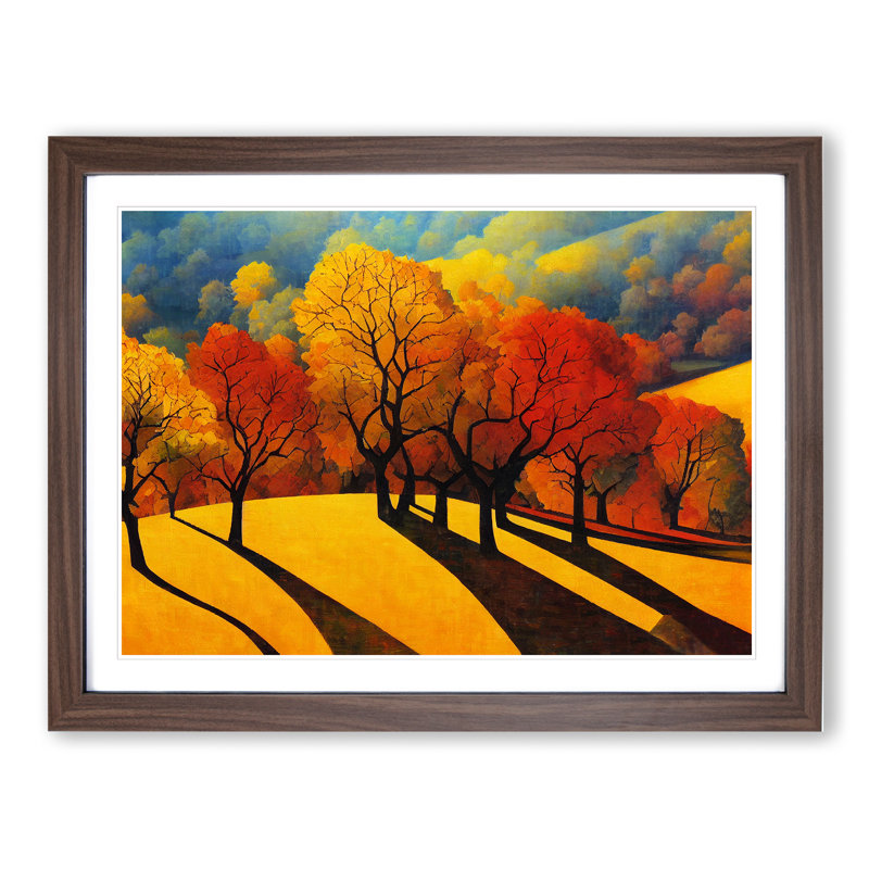Evocative Autumn Forest - Framed Print, 25cm H x 34cm W x 2cm D, Walnut