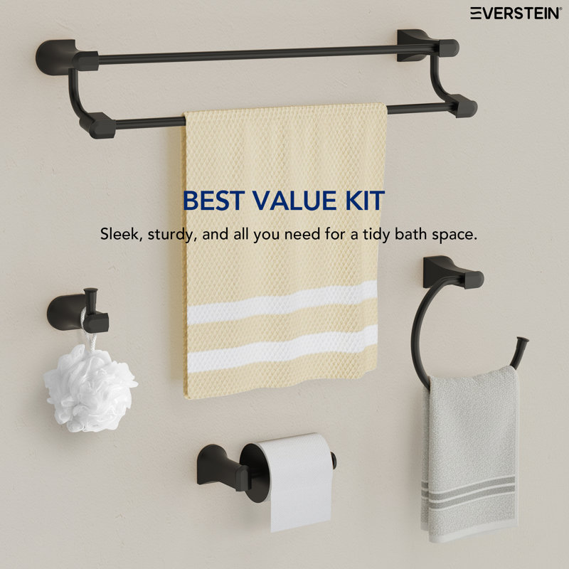 4-Piece Bathroom Hardware Set, Matte Black