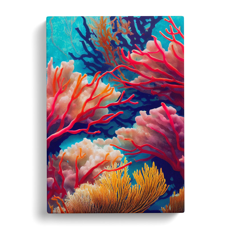 Colourful Coral Reef No.1 - Wall Art, Wrapped Canvas, 60cm H x 40cm W x 3cm D, No Matte