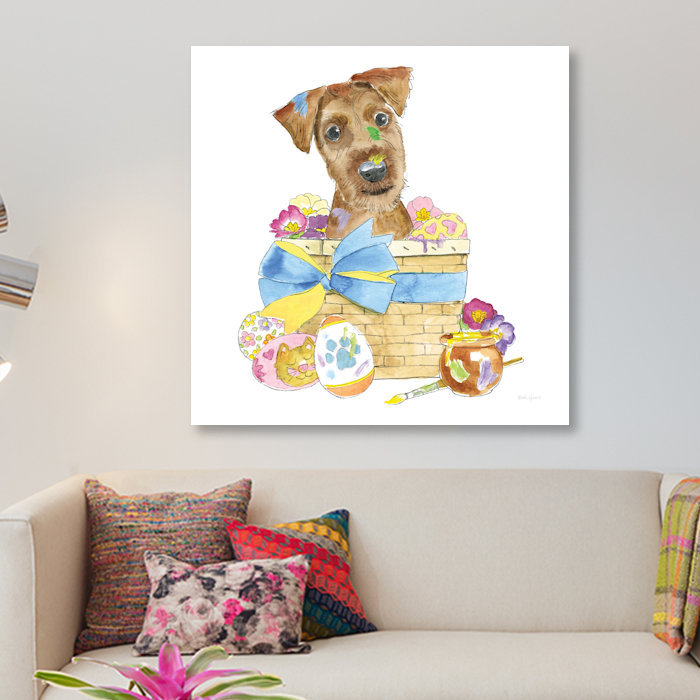 « pâques pup iii », reproduction d’impression sur toile, H 26 po x l 26 po x P 1,5 po, Toile tendue, Pas de tapis