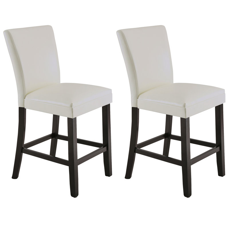 Upholstered Back Counter Height Barstool Cream White, White, Counter Stool (24" Seat Height)
