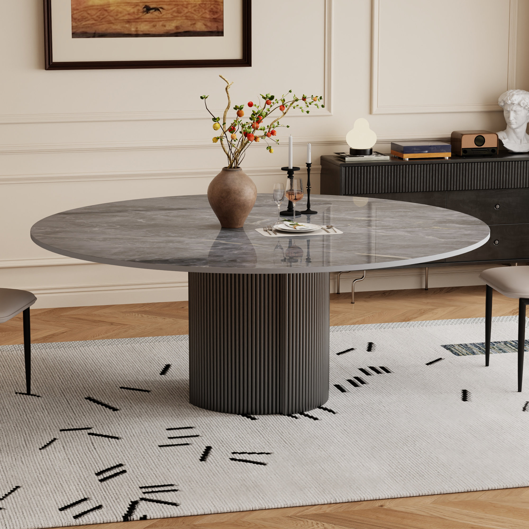 Wrought Studio 59'' Faux Marble Round Dining Table