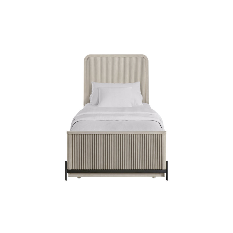 Lit simple au-dessus d'un lit gigogne dans la teinte taupe, embellissement avant, couche de surface en placage de bouleau, sens transitionnel décontracté, bois massif et base, 82,13 de profondeur, 40,91 de largeur, 52,83 de hauteur, 169,93 lb