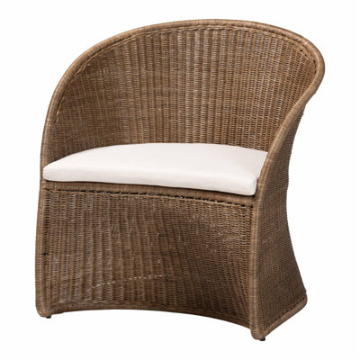 Fauteuil d'appoint bohémien en rotin gris délavé