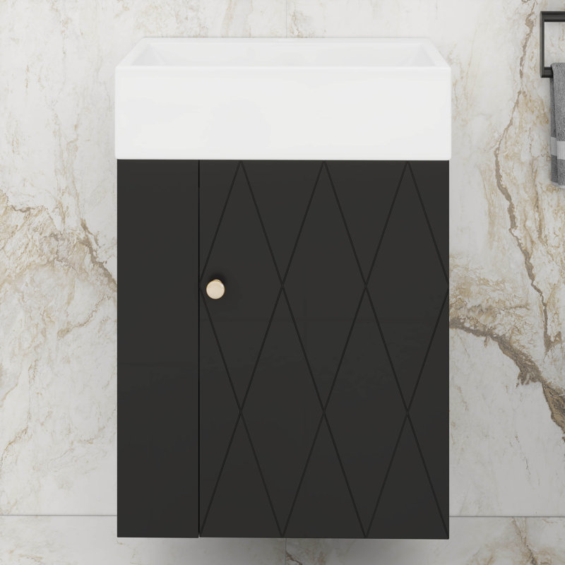 Meuble-lavabo 20 po avec lavabo en céramique, Noir