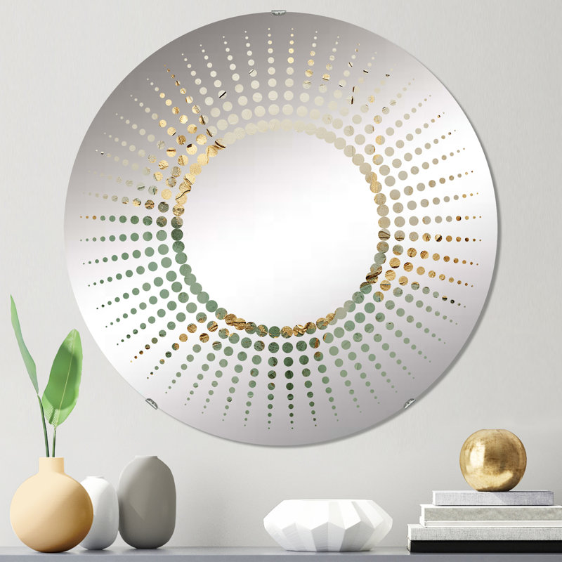 Miroir décoratif vert or et minimalisme Poteries - MIR107312 C, 23,6 po x 23,6 po