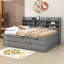 Lit plateforme 3 tiroirs en bois avec tablettes et lit gigogne-764120360-764120358