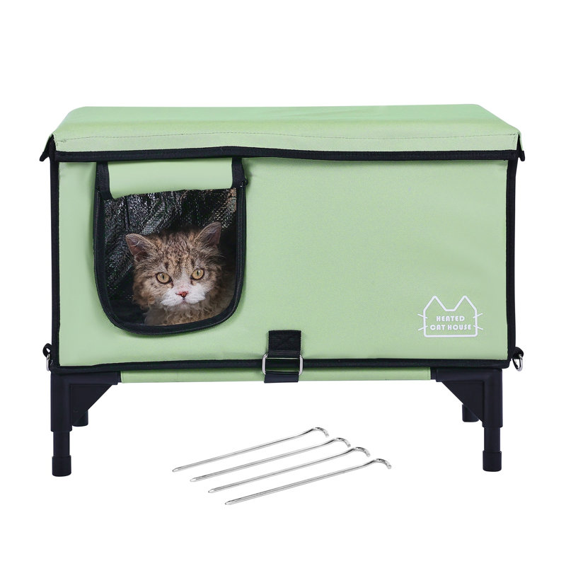 Abri pour chat extérieur chauffé et imperméable avec coussin chauffant pour l'hiver