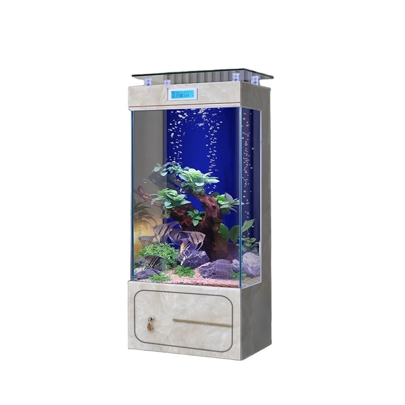 Aquarium de luxe 27,56 po, 55.48 Gallon (53.54"H x 27.56"W x 15.75"D), Transparent / Crème