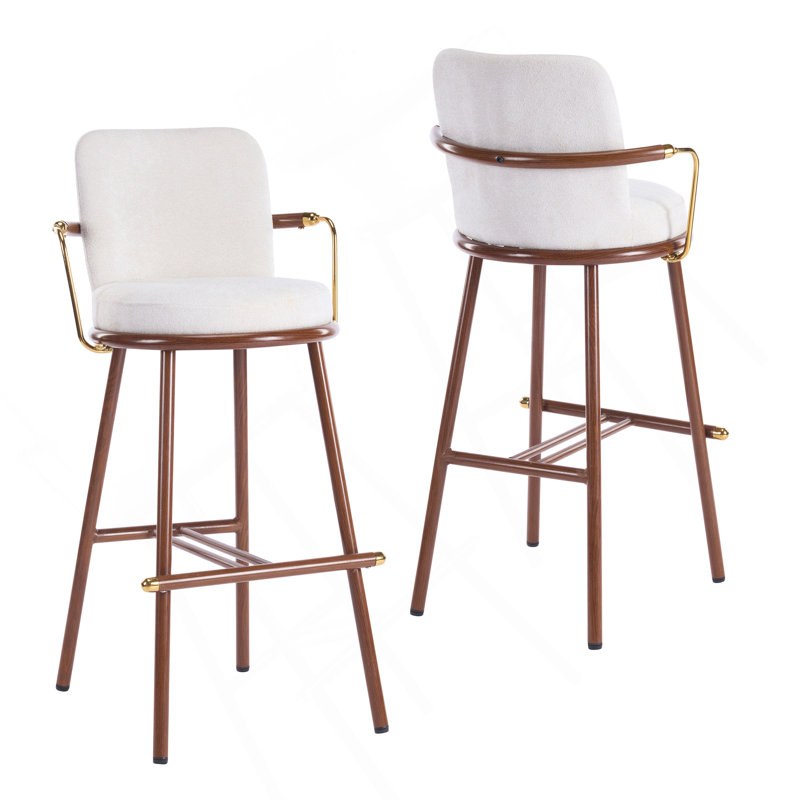 Tabouret de bar industriel moderne avec structure en métal et accoudoirs courbés