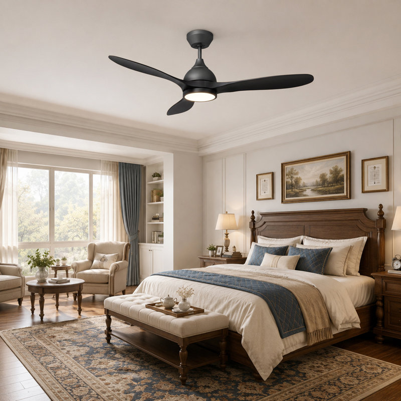 Ventilateur de plafond 52 "à haut débit d'air avec lumière - moteur à courant continu silencieux et réversible, télécommande 6CC 6500CFM avec mémoire 3CCT