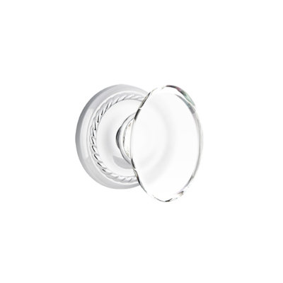 Ensemble de faux boutons Emtek avec rosette en corde et bouton en verre Hampton