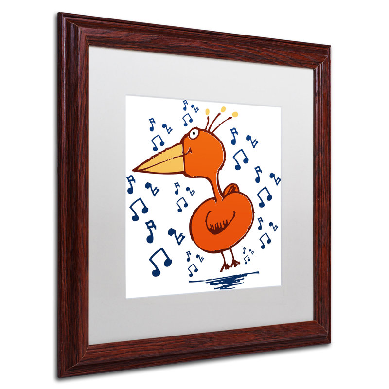 « music oiseau » par carla martell, art encadré, Blanc, H 16 po x l 16 po