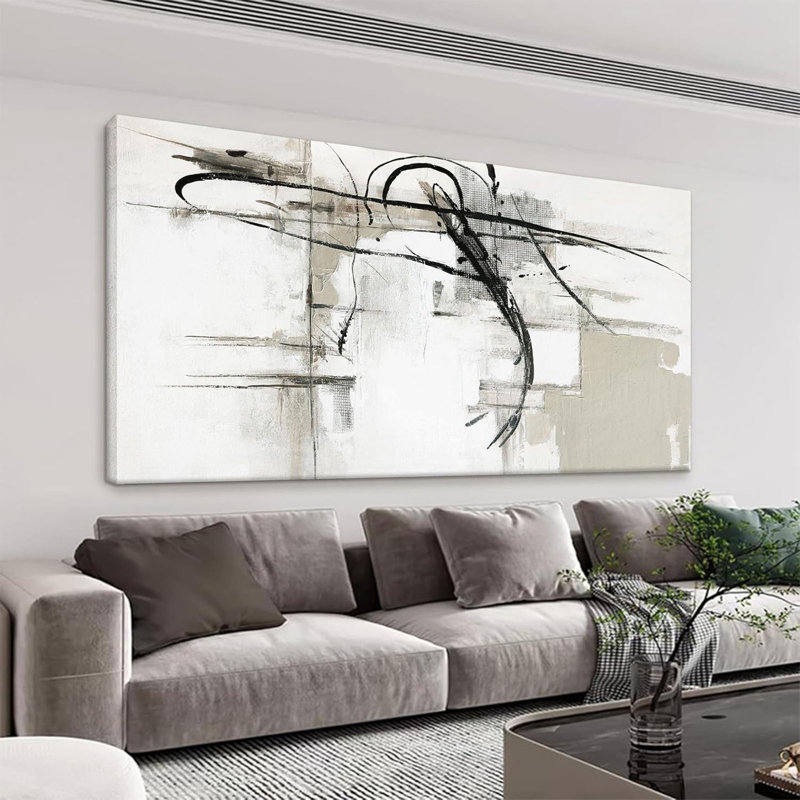 Abstrait, art mural, décorations murales modernes, impression sur toile Maximalist, dessin au trait noir, salon, chambre à coucher, cuisine, bureau, œuvre d'art