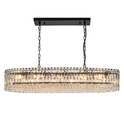 10-Light Kitchen Island Oval Crystal Chandelier